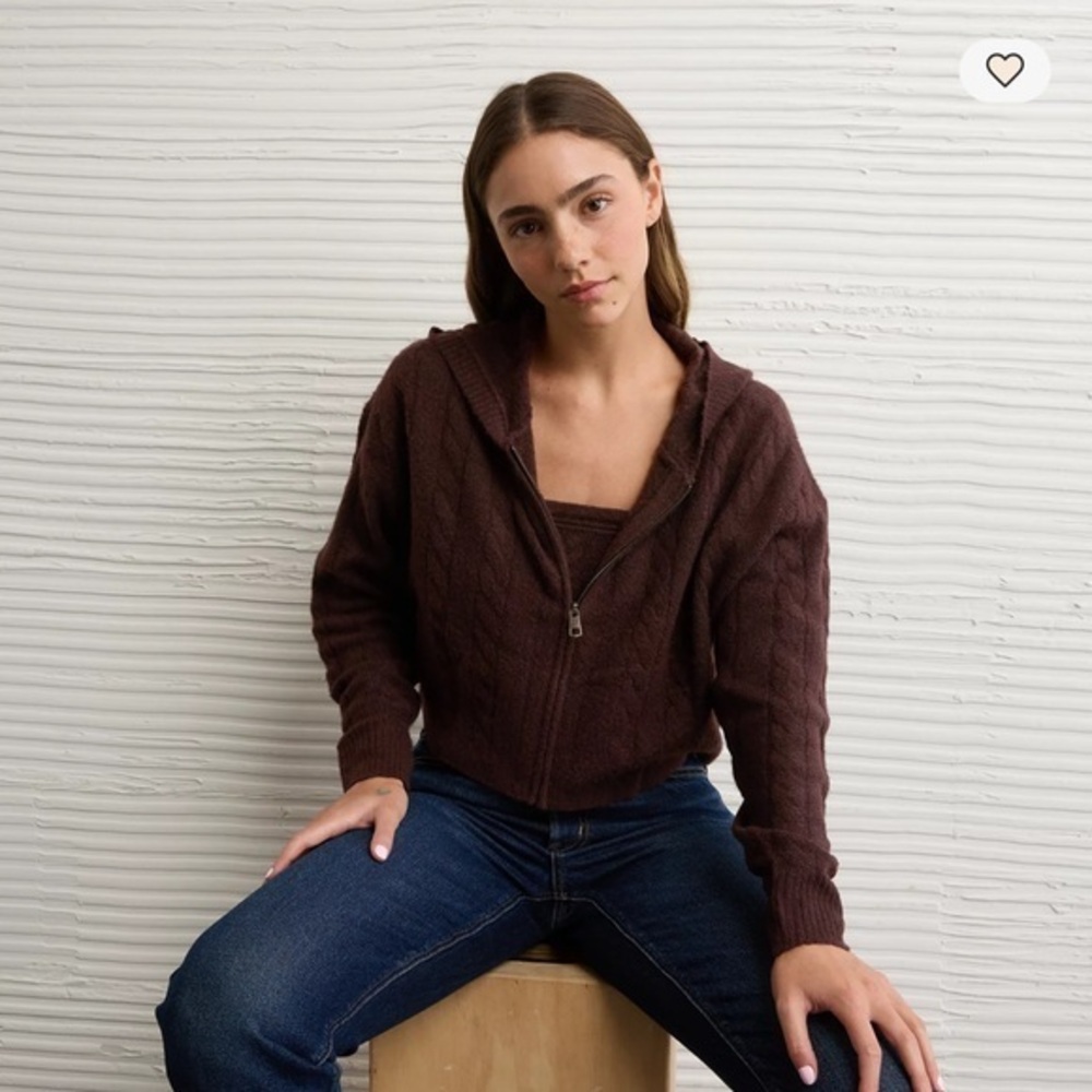 NWT AE Whoa So Soft Cropped Zip-Up Hoodie